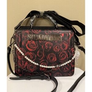 Steve Madden Black and Red Rose Crossbody Bag